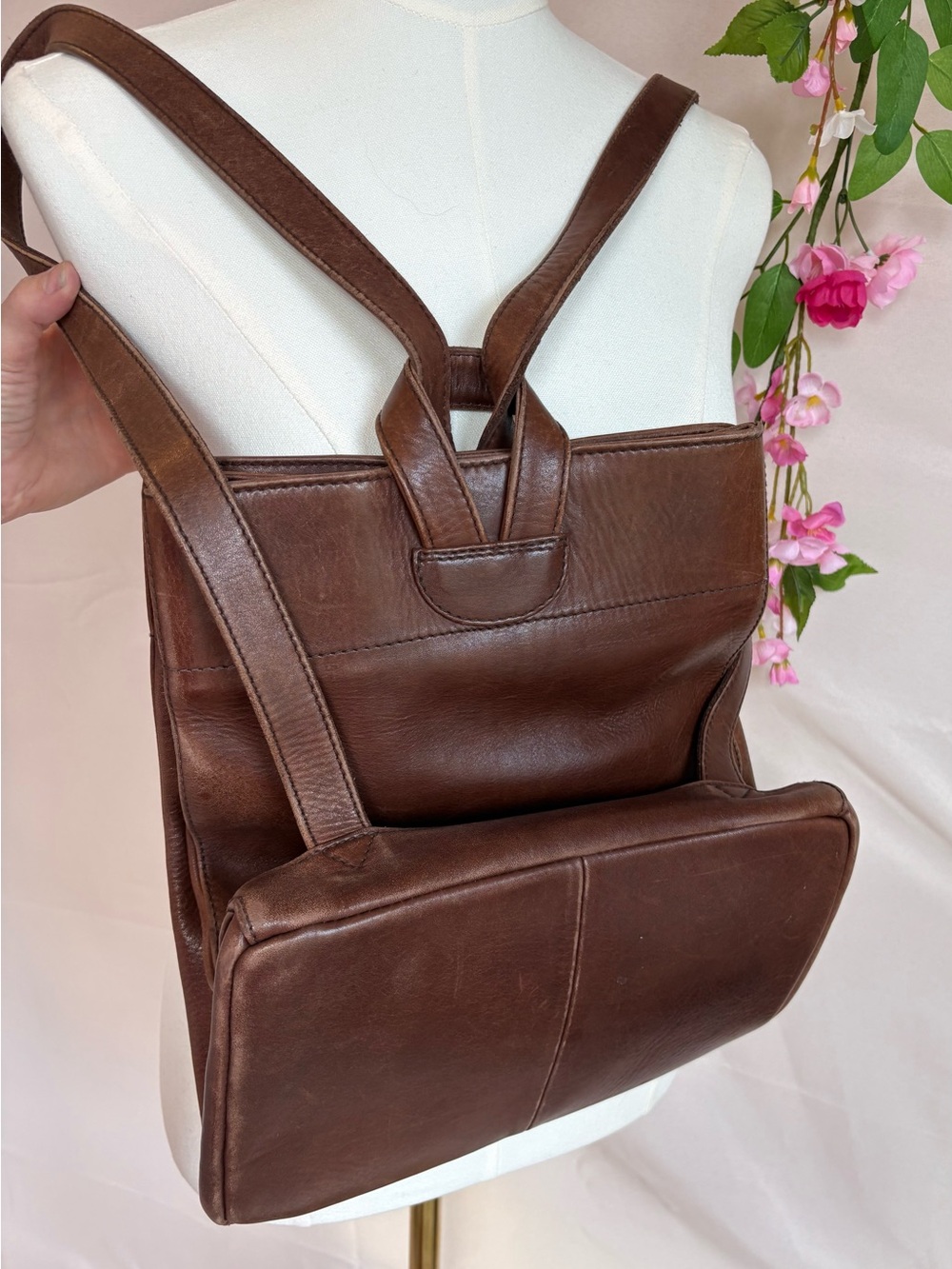Classic Brown Leather Backpack
